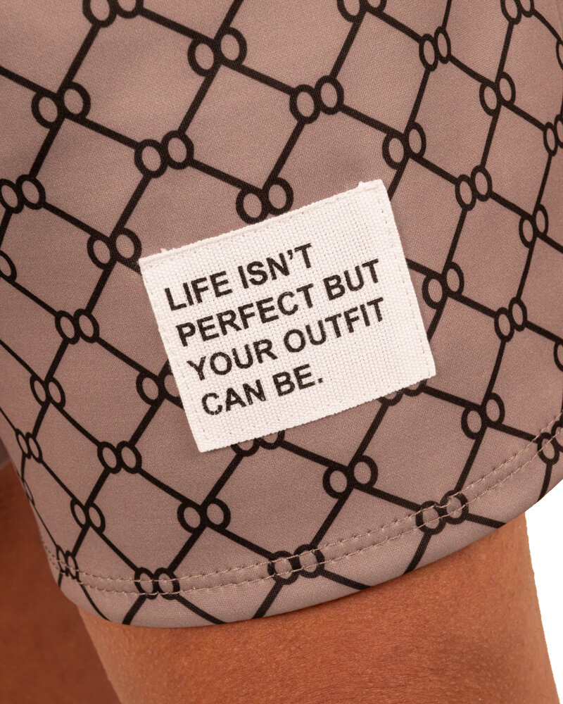 Taupe joggingpak kort print van El-Vita