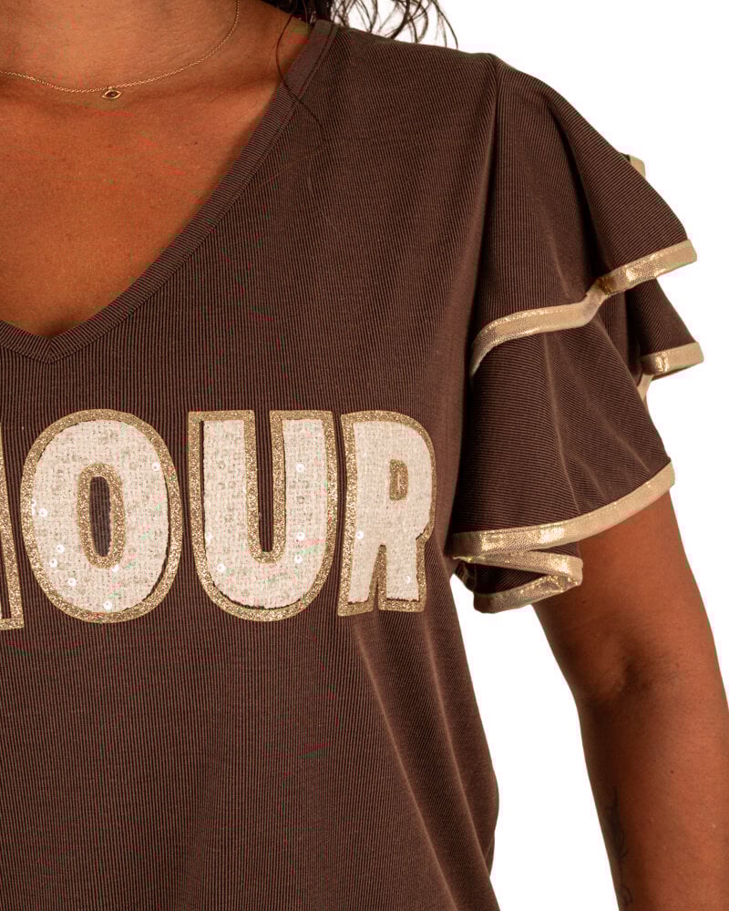 Donkerbruin shirt "Amour" van Gemma Ricceri