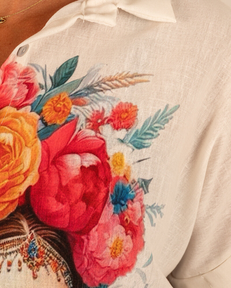 Ecru blouse Frida print van Héra