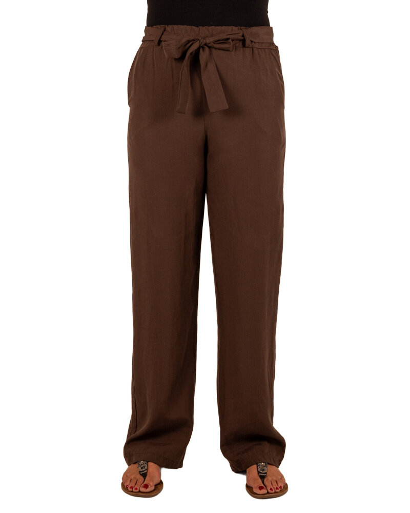 Donkerbruine tencel pantalon van Vera Jo