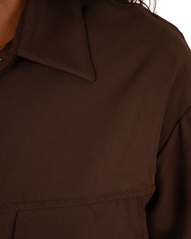 Donkerbruine tencel blouse  van Vera Jo