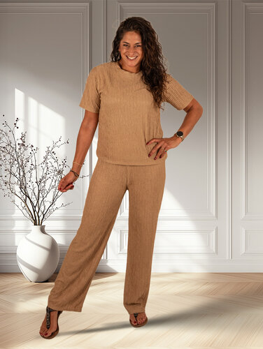 Camel set shirt met broek