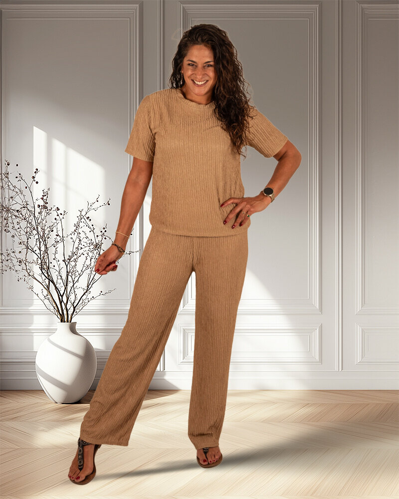 Camel set shirt met broek van Yu&Me