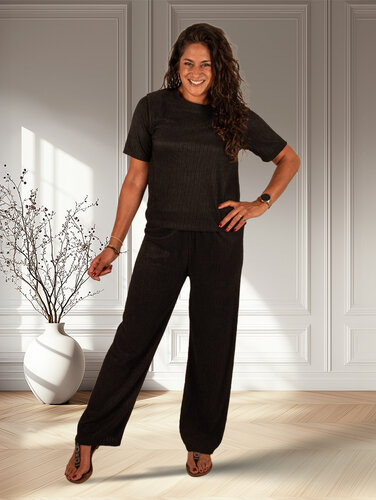 Zwarte set shirt met broek