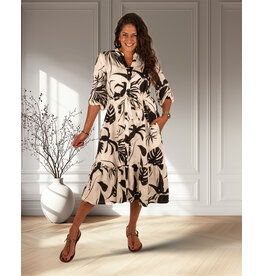 Mi  Piace Black/kit flowerprint jurk van Mi Piace