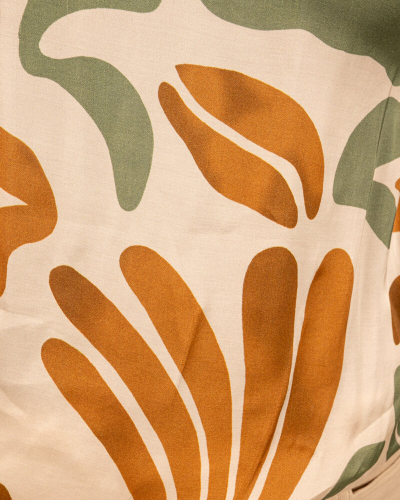 Ecru/groen/camel print haltertop van Vera Jo