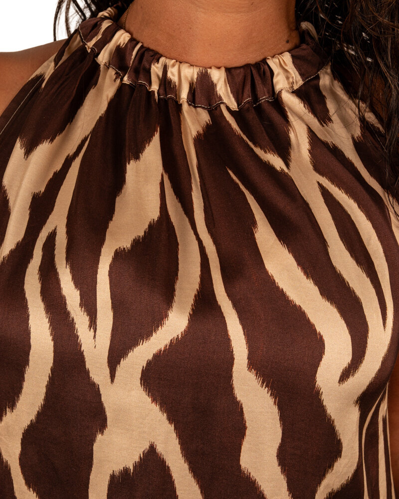 Bruin/beige print haltertop van Vera Jo