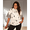 Off-white/black print travelstof blouse korte mouw van Mi Piace
