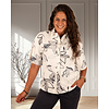 Off white/dark flower print travelstof blouse korte mouw van Mi Piace