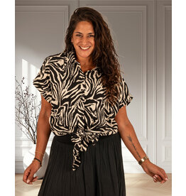 Gemma Ricceri Beige/zwart zebraprint blouse