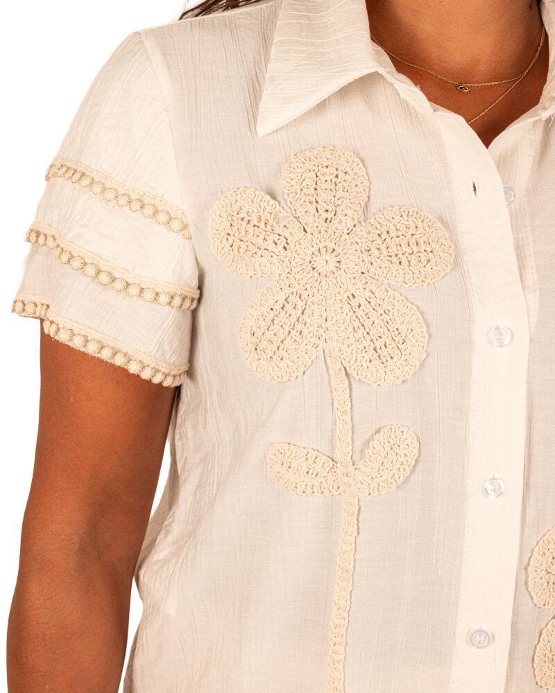 Off white blouse froezelmouw van Gemma Ricceri