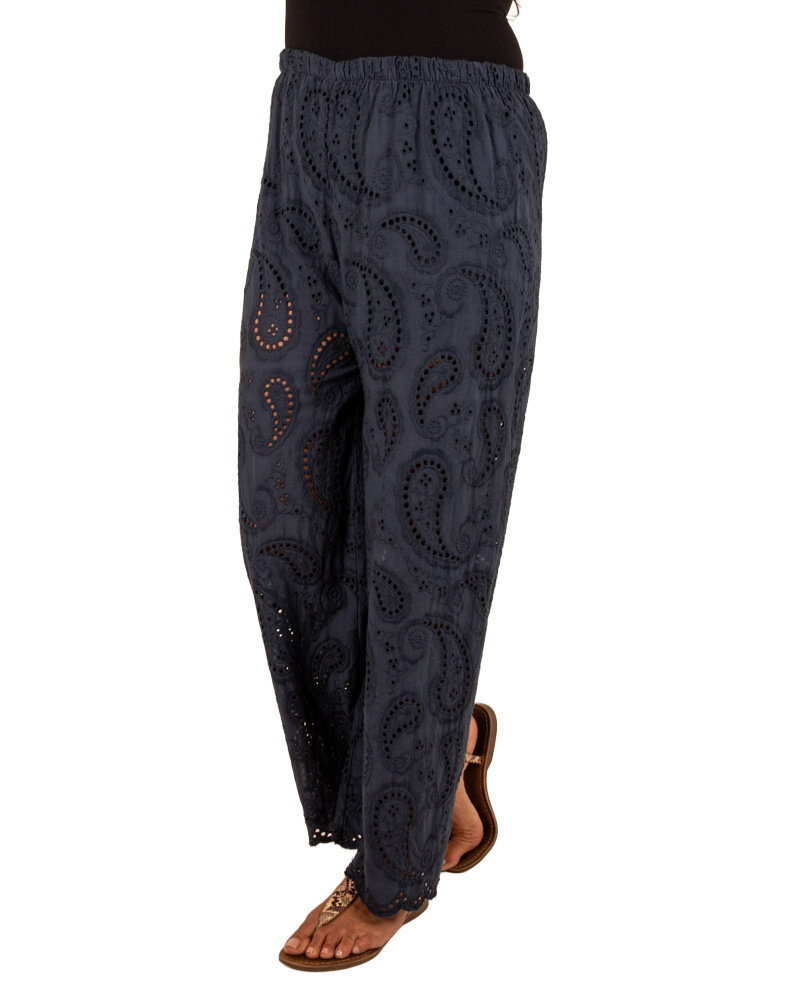 Donkerblauwe broderie broek van Lamiar