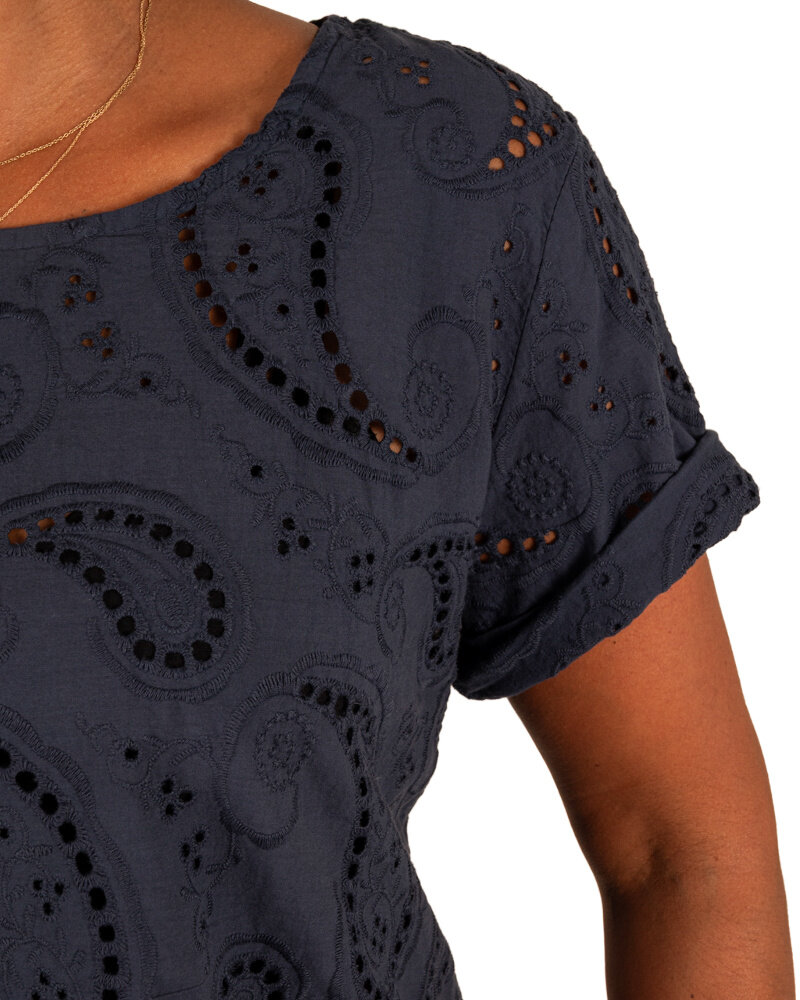 Donkerblauwe broderie top van Lamiar