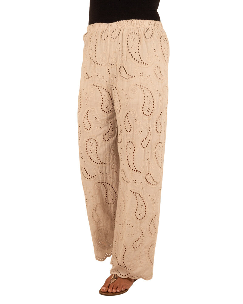 Beige broderie broek van Lamiar