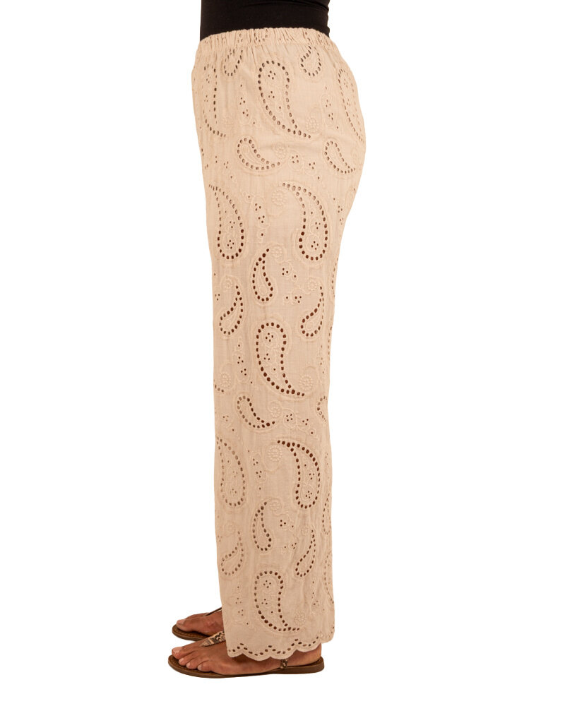 Beige broderie broek van Lamiar