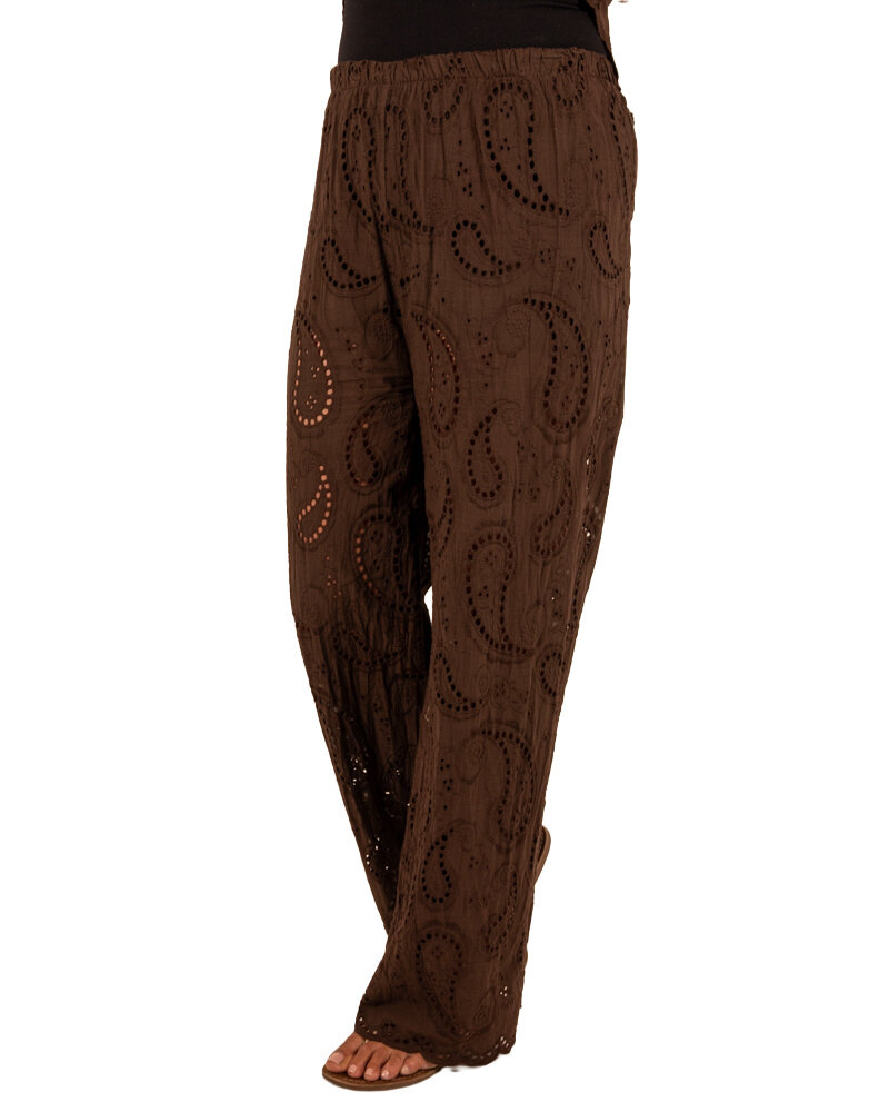 Donkerbruine broderie broek van Lamiar