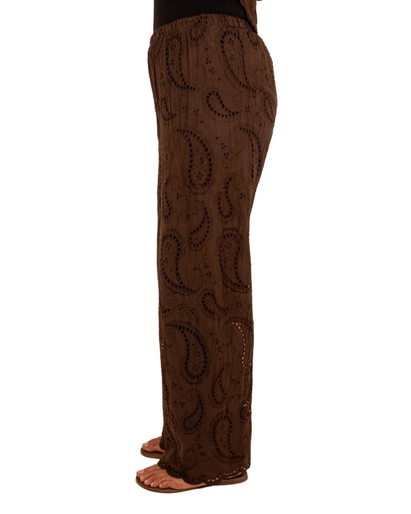 Donkerbruine broderie broek van Lamiar