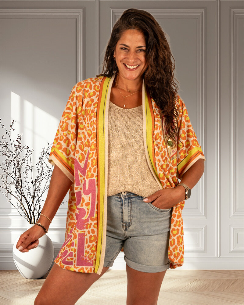 Kleurige print vest Panter van El-Vita