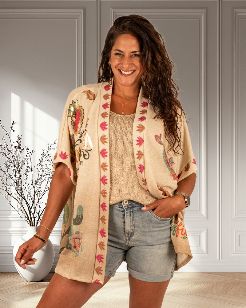 Kleurige print vest Frida van El-Vita