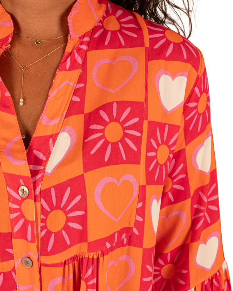 Roze/oranje print strokenjurk van Sophie&Me