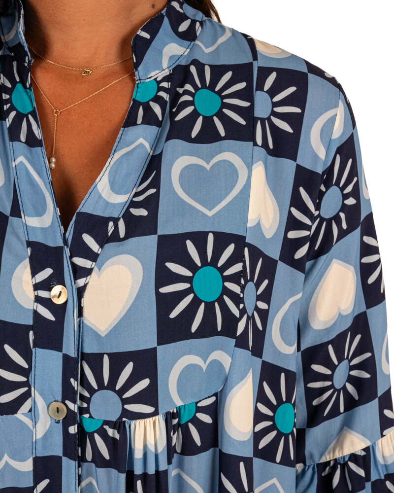 Blauwe print strokenjurk van Sophie&Me