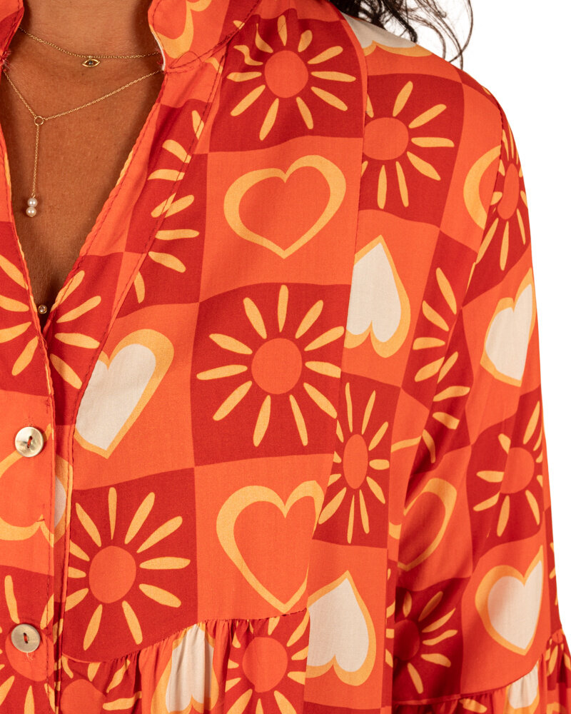 Oranje print strokenjurk van Sophie&Me