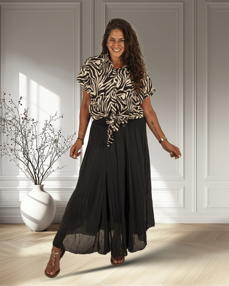 Beige/zwart zebraprint blouse van Gemma Ricceri