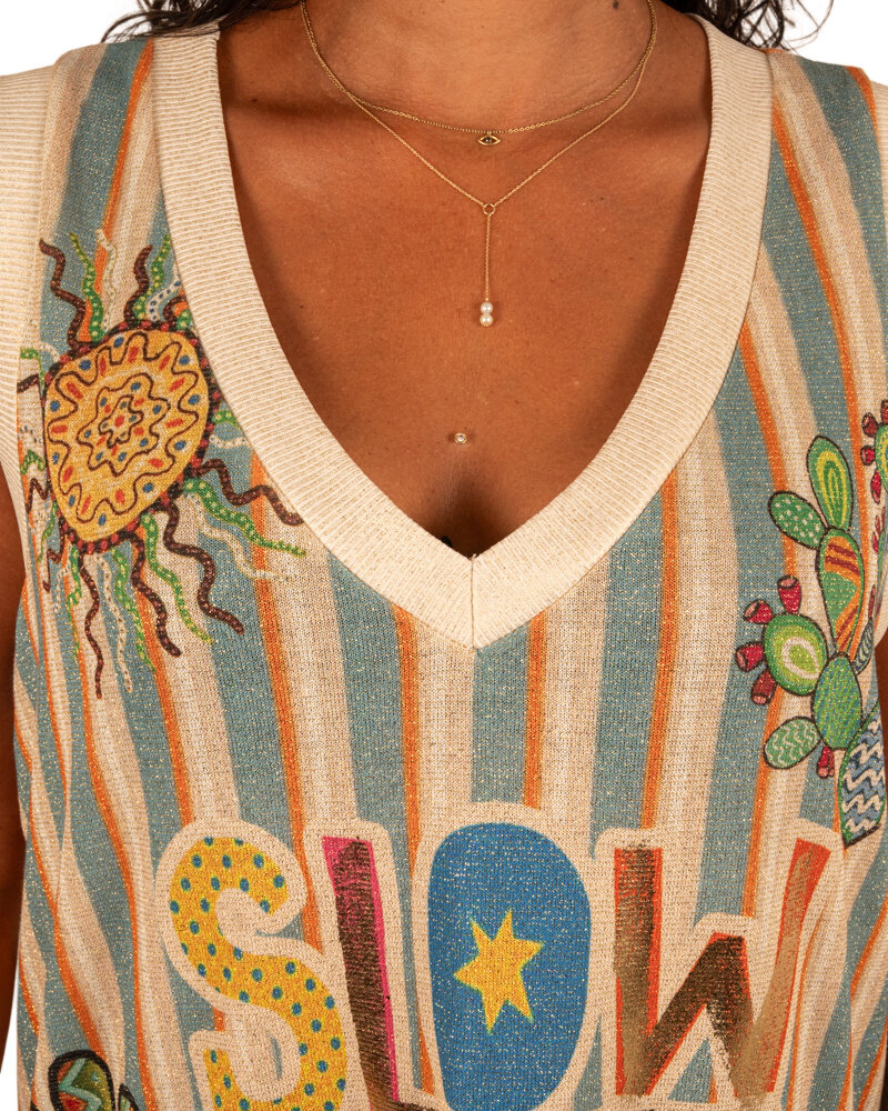 Mouwloze print jurk cactus van El-Vita