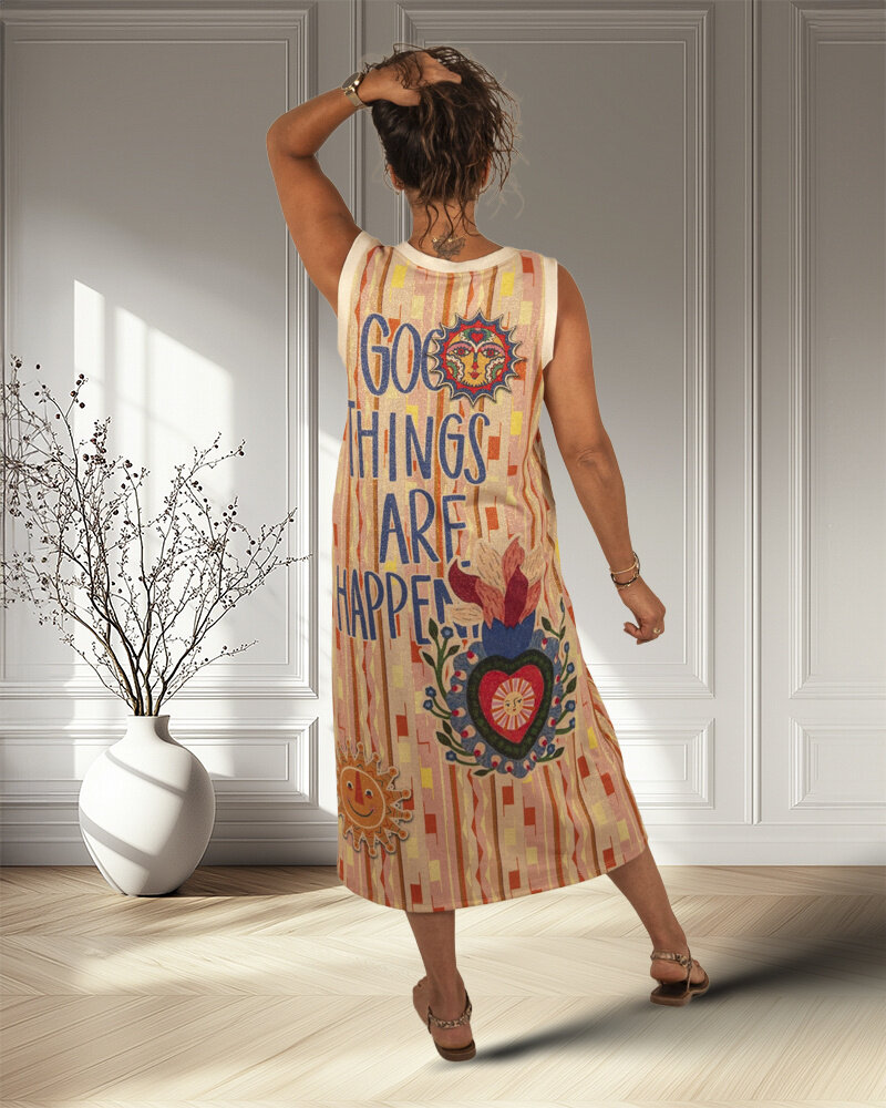 Mouwloze print jurk zon van El-Vita