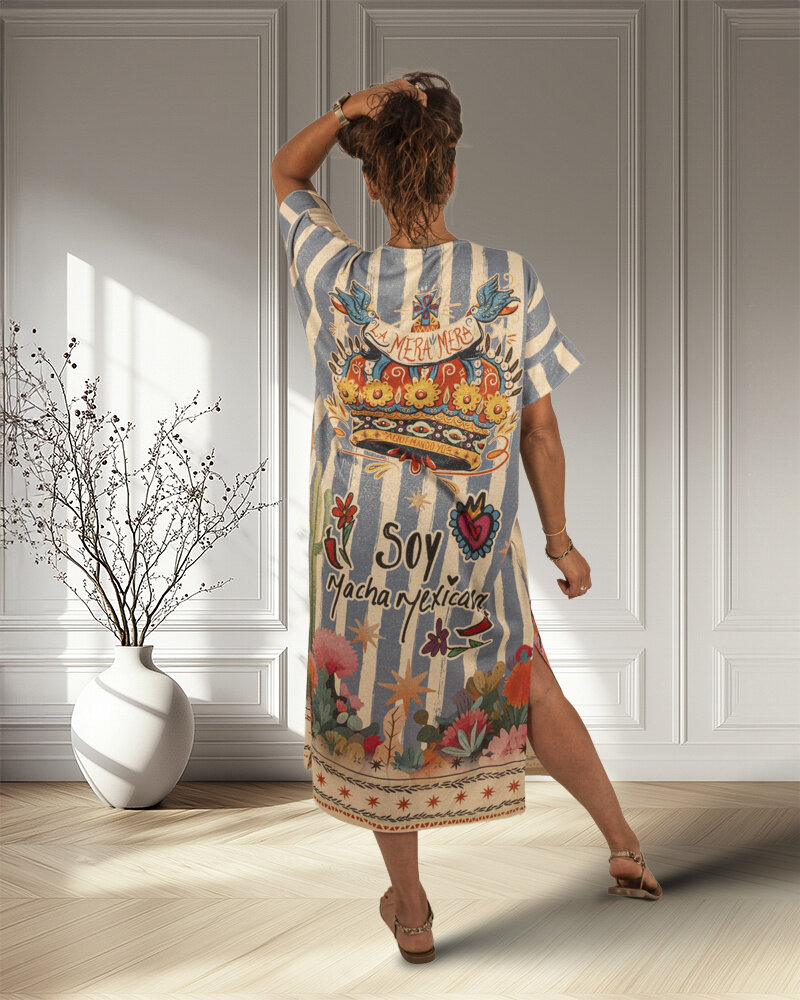 Kleurige print jurk Frida van El-Vita