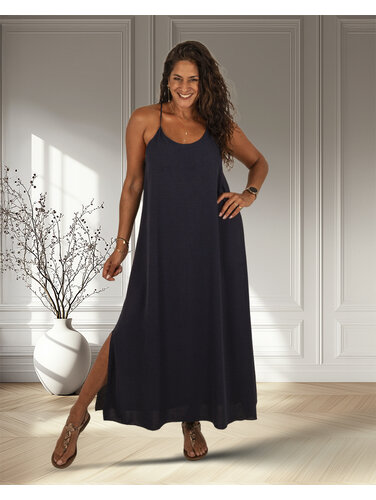 Donkerblauwe lange jurk