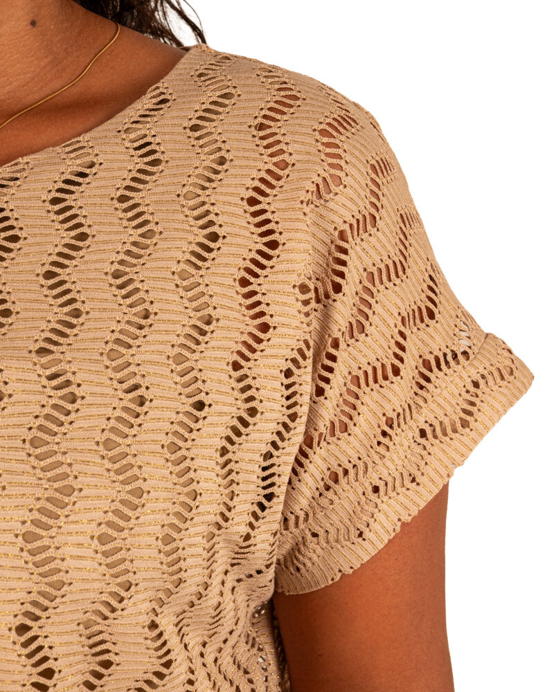 Camel opengewerkt shirt knoop van Gemma Ricceri