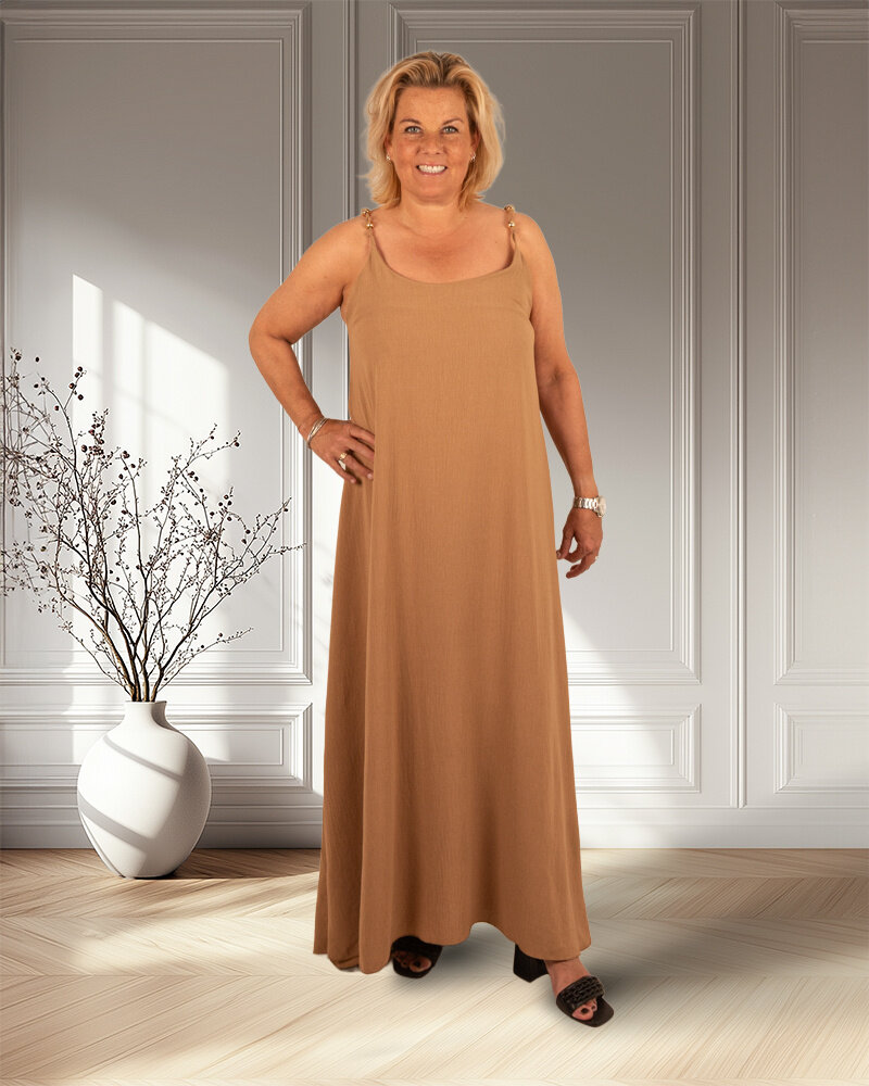 Camel lange jurk van El-Vita
