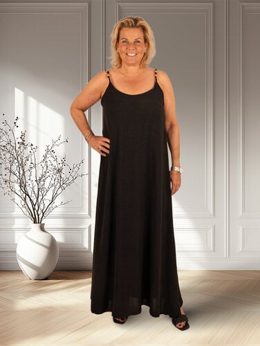 El-Vita Zwarte lange jurk