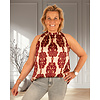 Beige/bordeaux ornamentenprint haltertop van Vera Jo