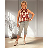 Beige/bordeaux ornamentenprint haltertop van Vera Jo
