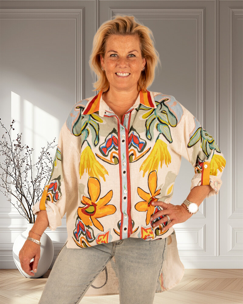 Kleurige print blouse van El-Vita