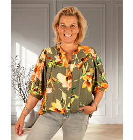 Gemma Ricceri Groene  blouse bloemenprint