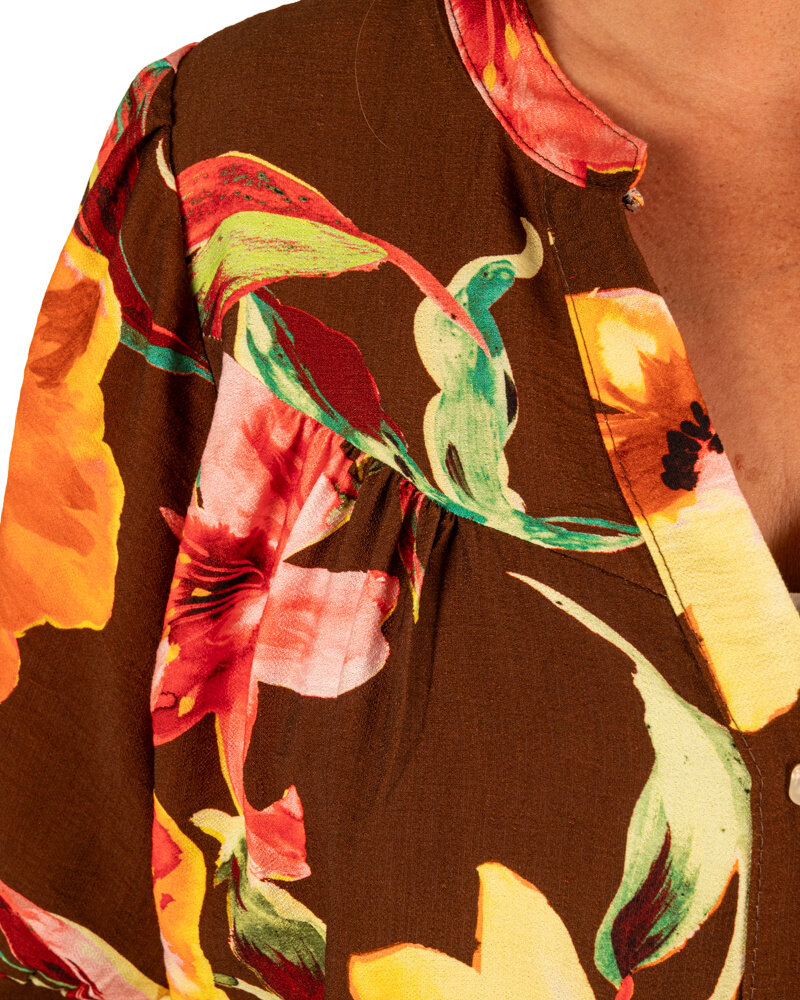 Donkerbruine blouse bloemenprint van Gemma Ricceri