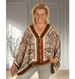 El-Vita Bruine print korte blouse