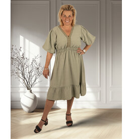 New Collection Legergroene jurk pofmouw