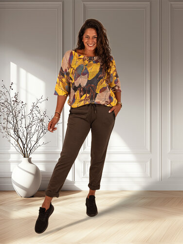 Gemma Ricceri Donkerbruine joggingbroek met bies