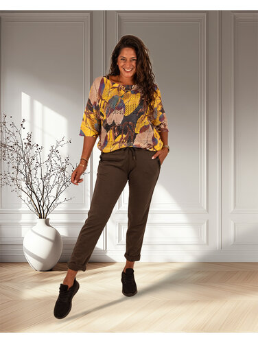 Gemma Ricceri Donkerbruine joggingbroek met bies