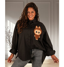 Zwarte oversized blouse Labubu