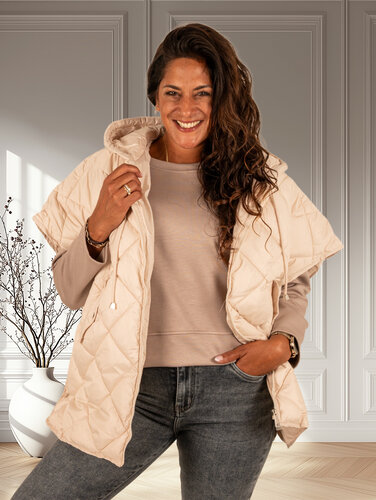 Beige oversized bodywarmer