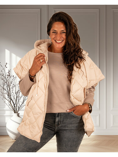 Beige oversized bodywarmer