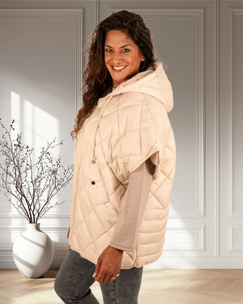 Beige oversized bodywarmer van Trendy ing.