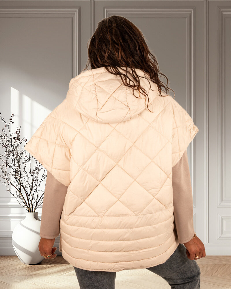 Beige oversized bodywarmer van Trendy ing.
