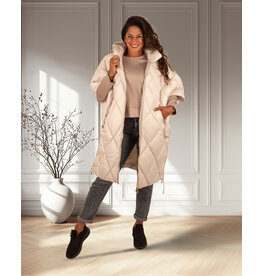 Beige lange oversized bodywarmer