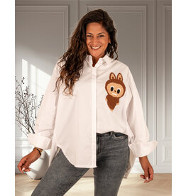 Witte oversized blouse Labubu